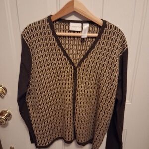 Women's Liz Claiborne Liz & Co. Brown/Tan Cardigan, XL, NWT